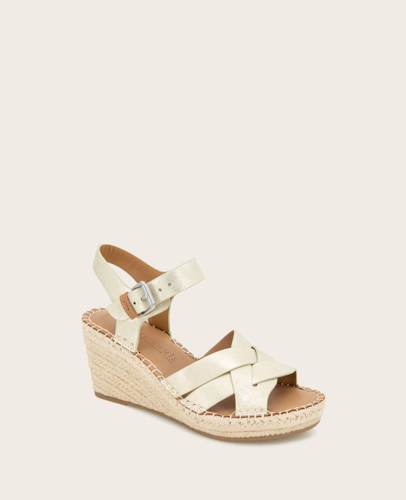GENTLE SOULS - Caspian Leather Espadrille Wedge Ice Leather
