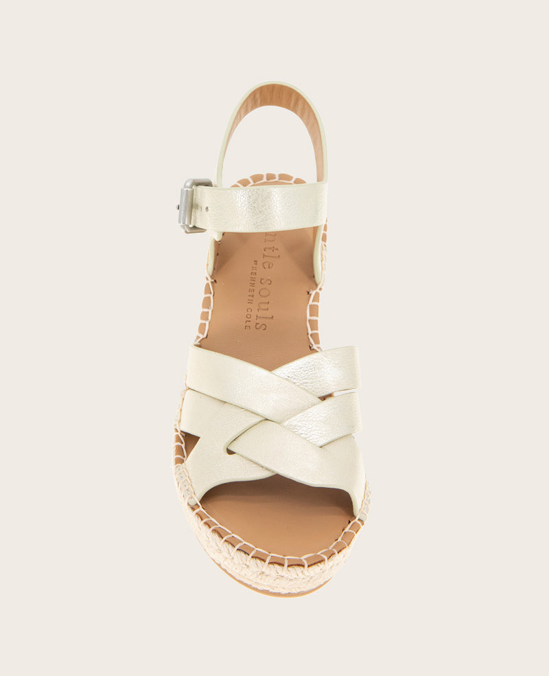 GENTLE SOULS - Caspian Leather Espadrille Wedge Ice Leather