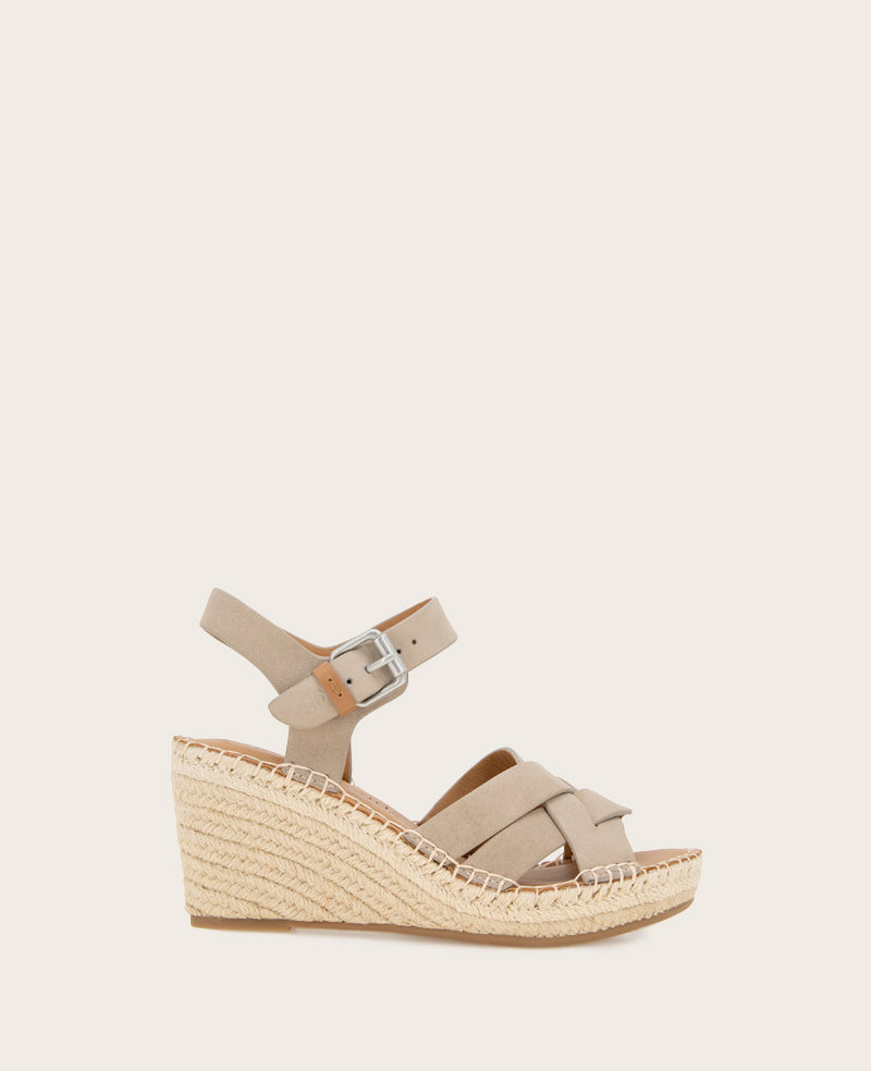 GENTLE SOULS - Caspian Nubuck Espadrille Wedge Mushroom Nubuck