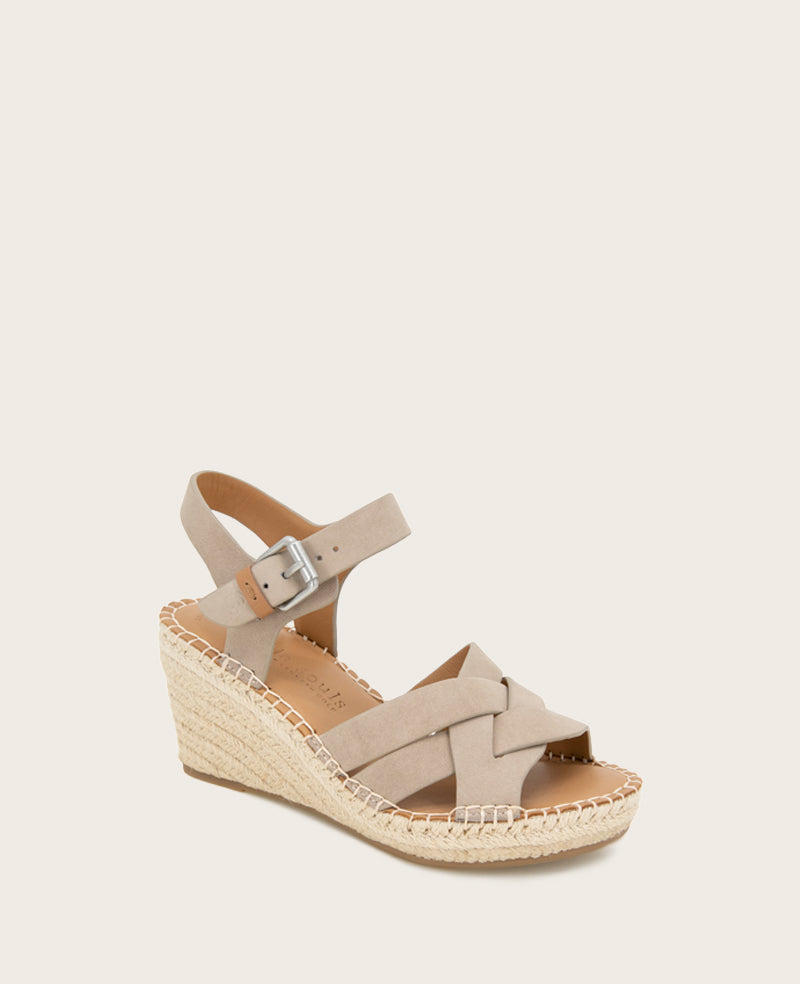 GENTLE SOULS - Caspian Nubuck Espadrille Wedge Mushroom Nubuck