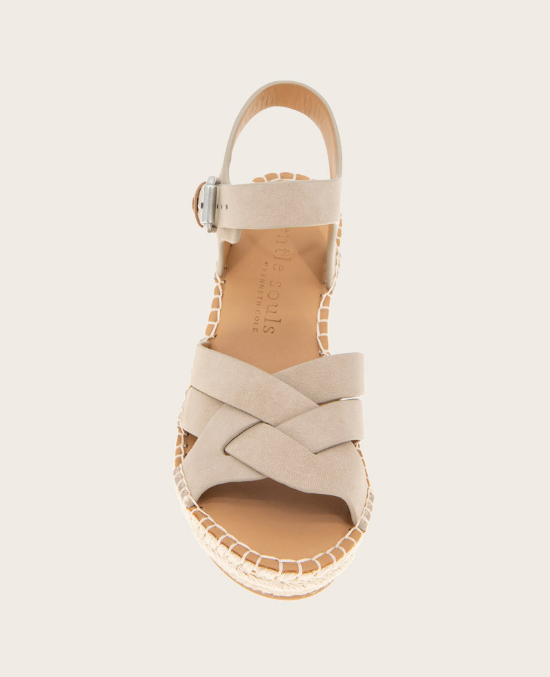 GENTLE SOULS - Caspian Nubuck Espadrille Wedge Mushroom Nubuck