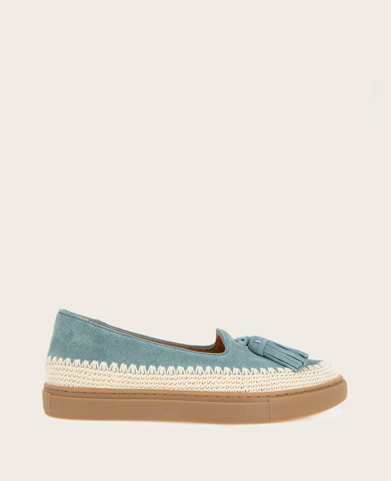 GENTLE SOULS - Citrus Tassel Suede Platform Slip On Light Blue Suede