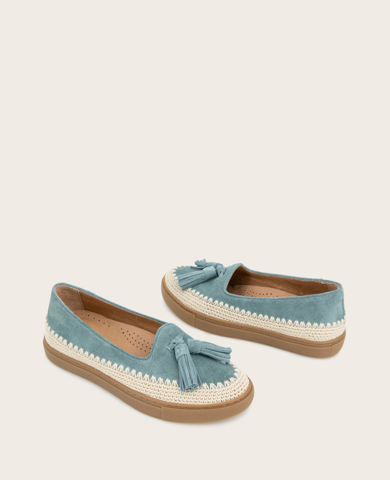 GENTLE SOULS - Citrus Tassel Suede Platform Slip On Light Blue Suede
