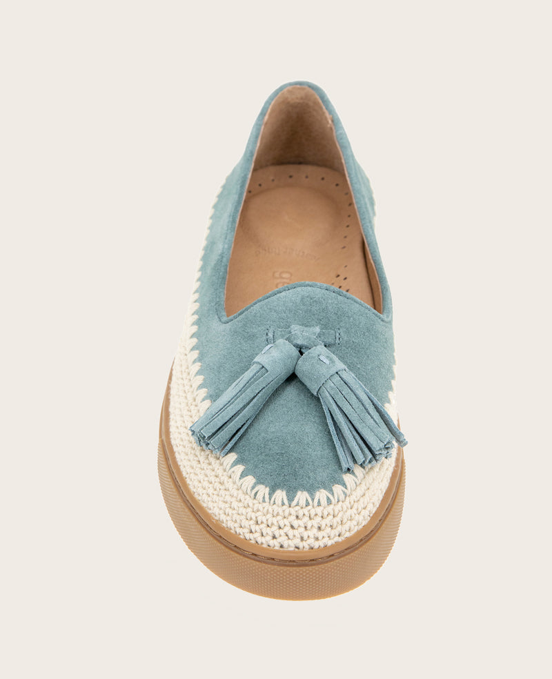 GENTLE SOULS - Citrus Tassel Suede Platform Slip On Light Blue Suede