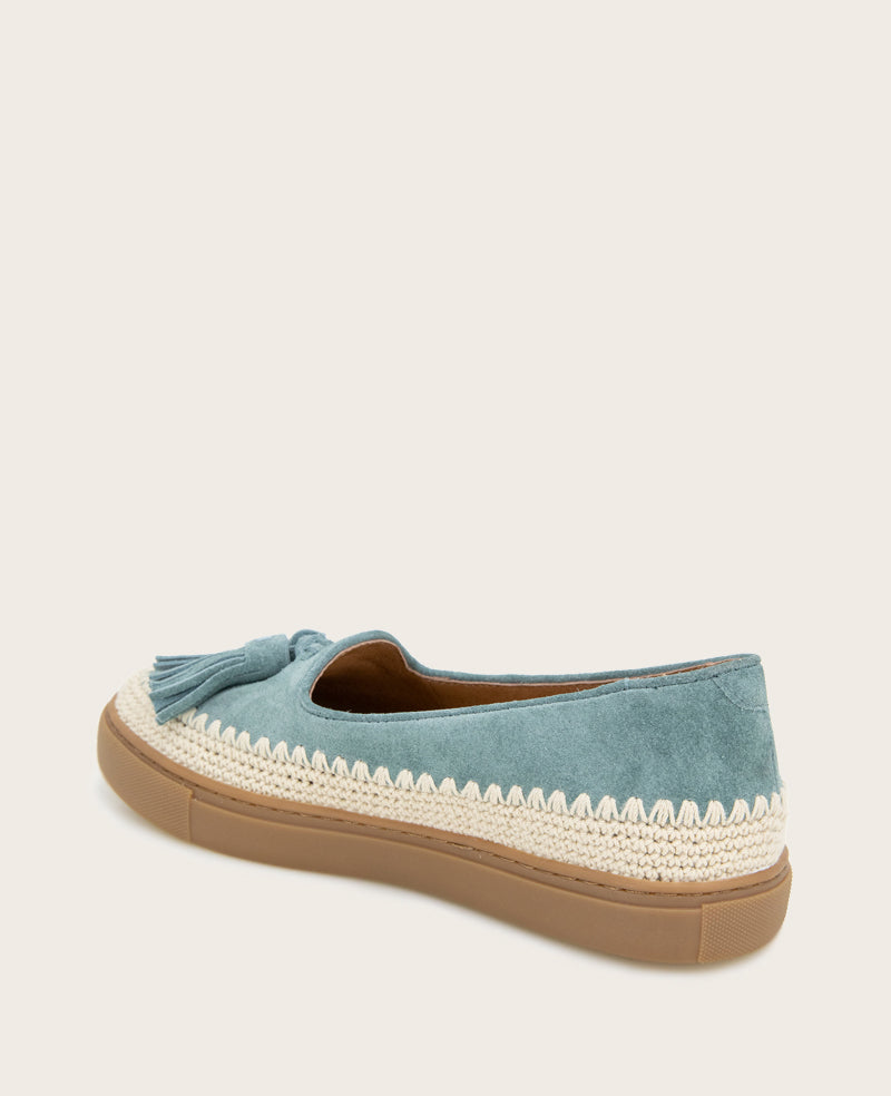 GENTLE SOULS - Citrus Tassel Suede Platform Slip On Light Blue Suede