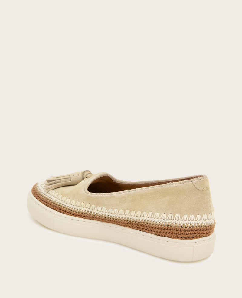GENTLE SOULS - Citrus Tassel Suede Platform Slip On Stone Suede