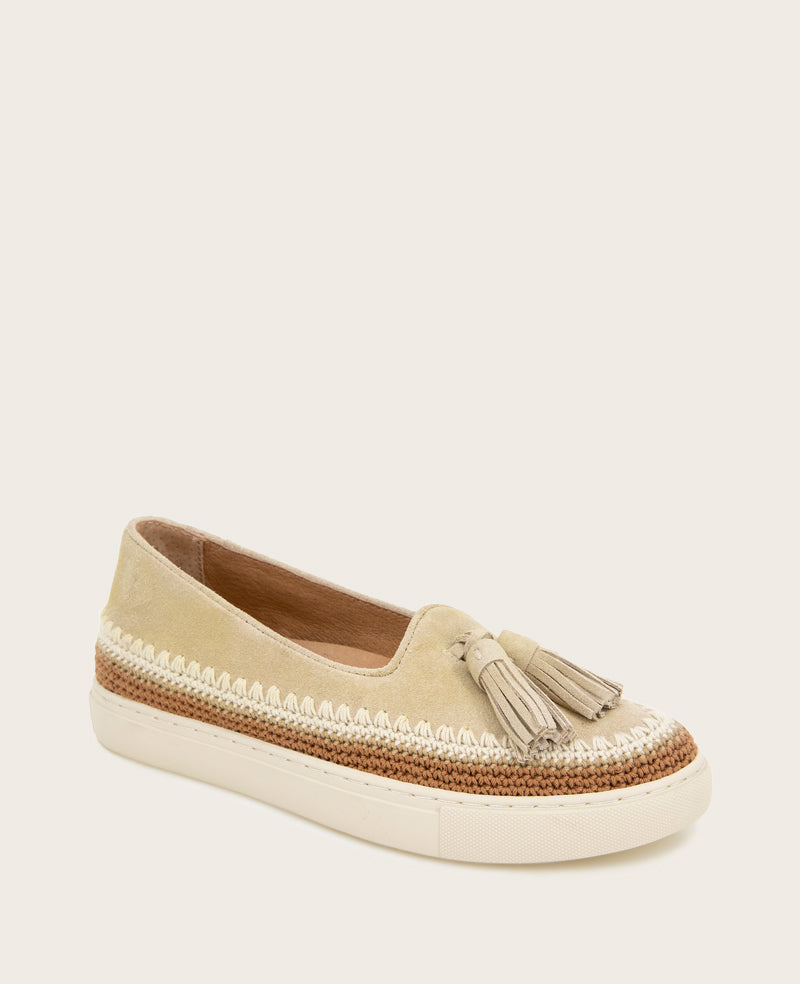 GENTLE SOULS - Citrus Tassel Suede Platform Slip On Stone Suede