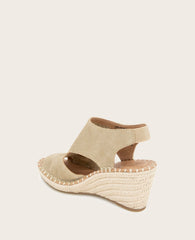 GENTLE SOULS - Cody Metallic Suede Espadrille Wedge Metallic Beige Suede