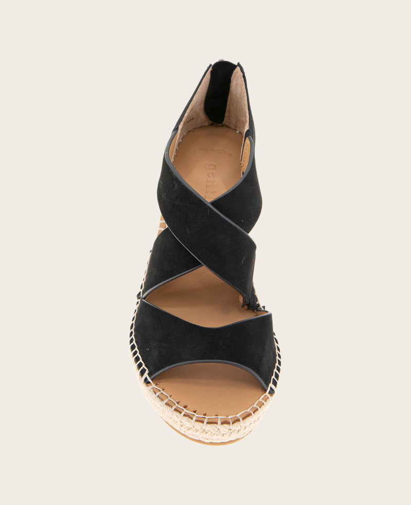 GENTLE SOULS - Corinne Nubuck Espadrille Wedge Black Nubuck