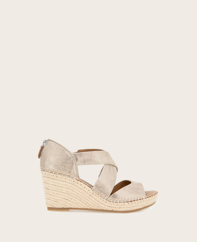 GENTLE SOULS - Corinne Leather Espadrille Wedge Gravel Leather