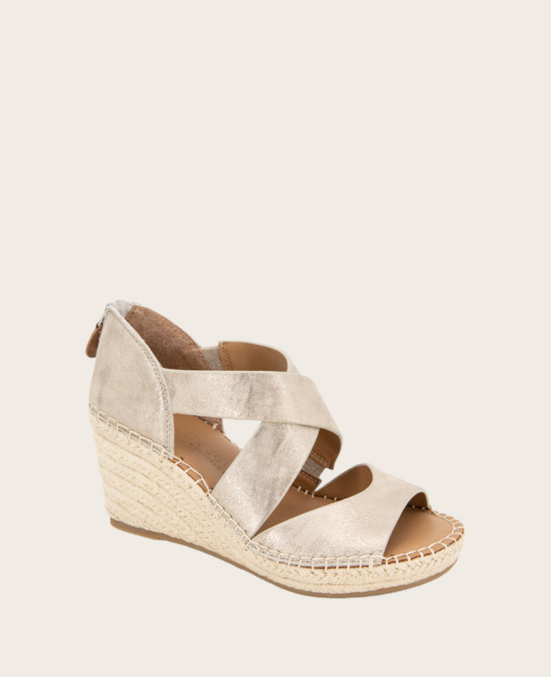 GENTLE SOULS - Corinne Leather Espadrille Wedge Gravel Leather