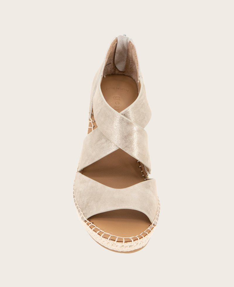 GENTLE SOULS - Corinne Leather Espadrille Wedge Gravel Leather