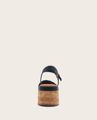 GENTLE SOULS - Dorris Woven Leather Cork Platform Sandal Black Leather