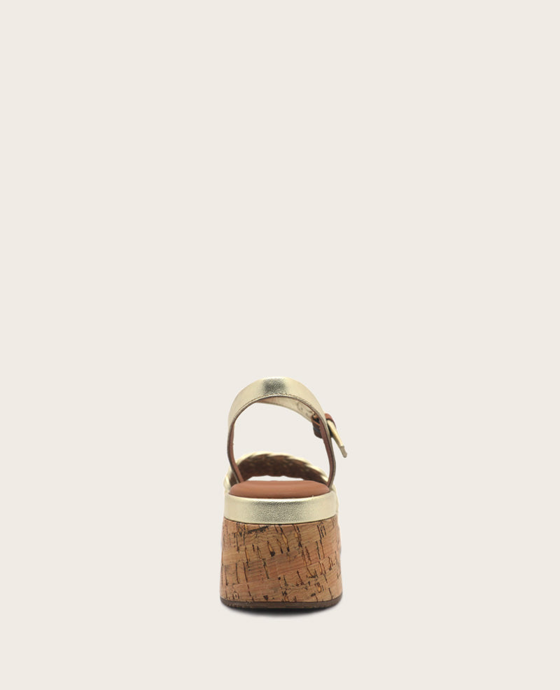 GENTLE SOULS - Dorris Woven Leather Cork Platform Sandal Platino Leather