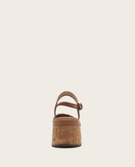 GENTLE SOULS - Dorris Woven Leather Cork Platform Sandal Tan Leather
