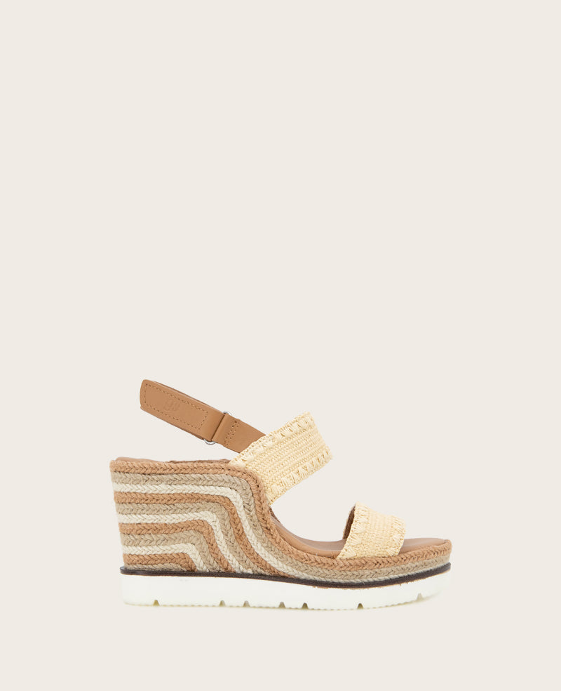 GENTLE SOULS - Evora Textile Espadrille Wedge Natural Textile