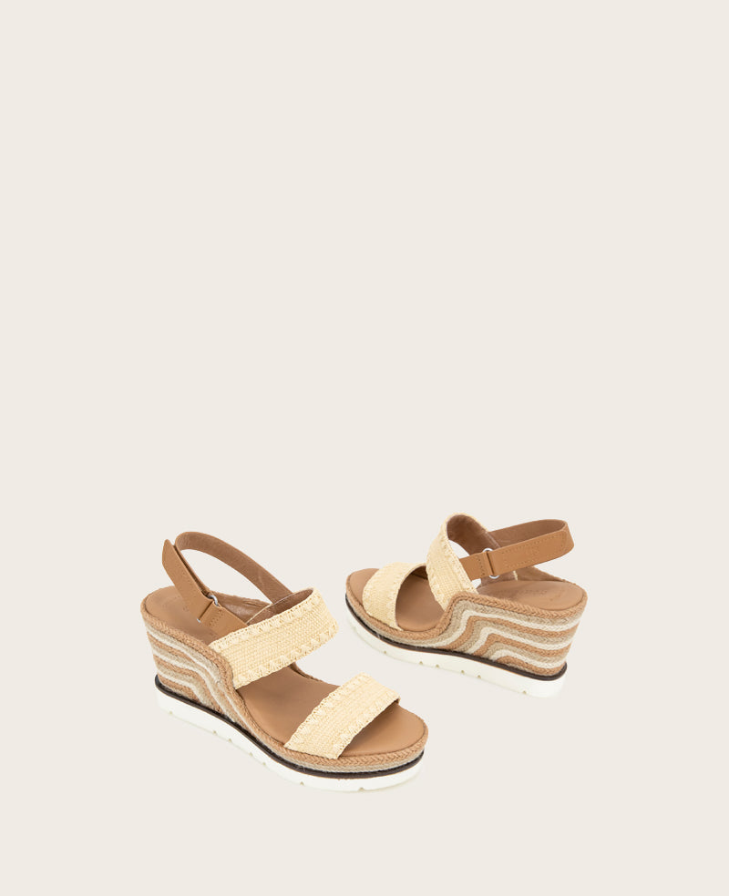 GENTLE SOULS - Evora Textile Espadrille Wedge Natural Textile