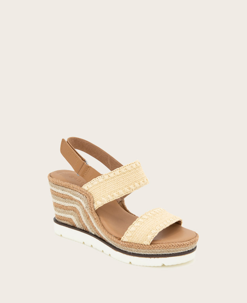 GENTLE SOULS - Evora Textile Espadrille Wedge Natural Textile