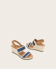 GENTLE SOULS - Evora Textile Espadrille Wedge Navy Textile