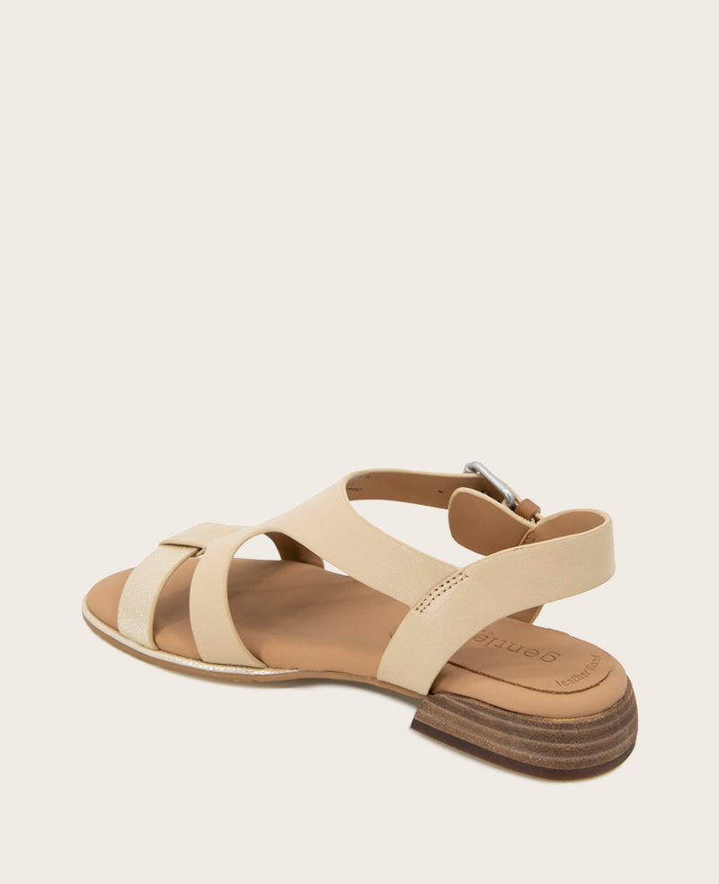GENTLE SOULS - Haisley Leather Metallic Combo Sandal Sand Leather