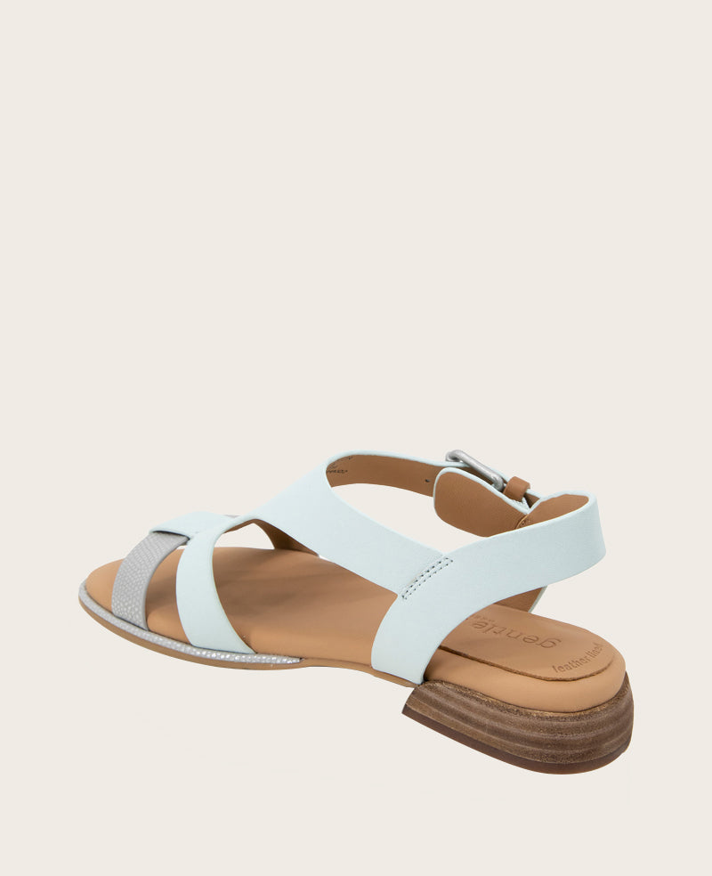 GENTLE SOULS - Haisley Leather Metallic Combo Sandal Light Blue Leather