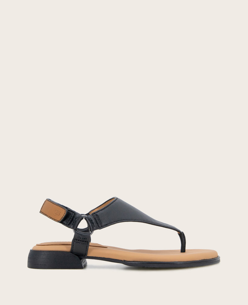 GENTLE SOULS - Holly Leather Ankle Strap Thong Black Leather
