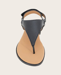 GENTLE SOULS - Holly Leather Ankle Strap Thong Black Leather