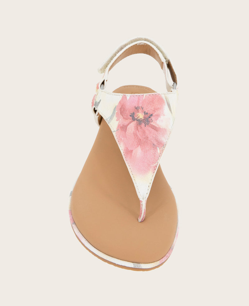 GENTLE SOULS - Holly Suede Floral Ankle Strap Thong Floral Multi Suede