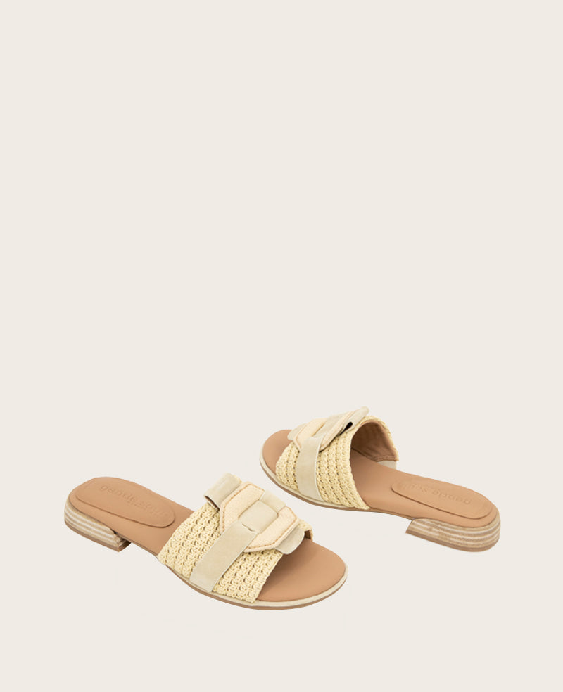 GENTLE SOULS - Hudson Raffia Slip On Sandal Natural Raffia