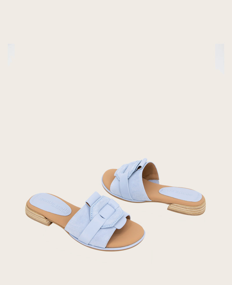 GENTLE SOULS - Hudson Suede Slip On Sandal Light Blue Suede