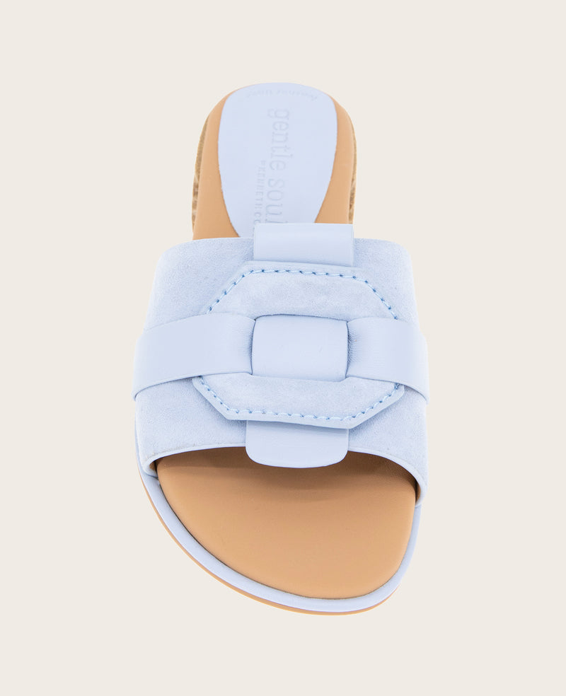 GENTLE SOULS - Hudson Suede Slip On Sandal Light Blue Suede