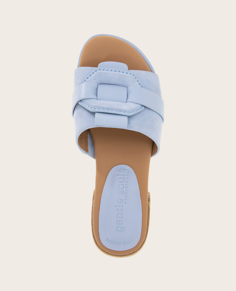 GENTLE SOULS - Hudson Suede Slip On Sandal Light Blue Suede
