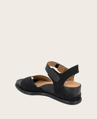 GENTLE SOULS - Jalleen Nubuck Ankle Strap Wedge Black Nubuck