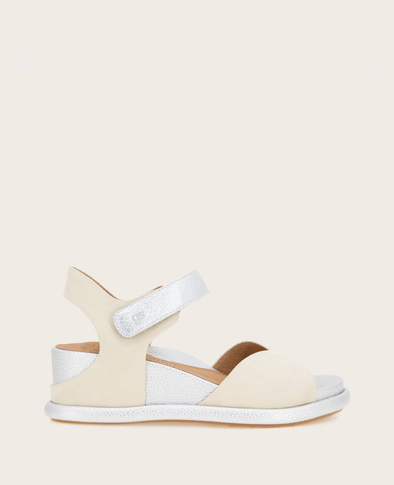 GENTLE SOULS - Jalleen Metallic Combo Ankle Strap Wedge Stone Nubuck