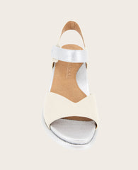 GENTLE SOULS - Jalleen Metallic Combo Ankle Strap Wedge Stone Nubuck