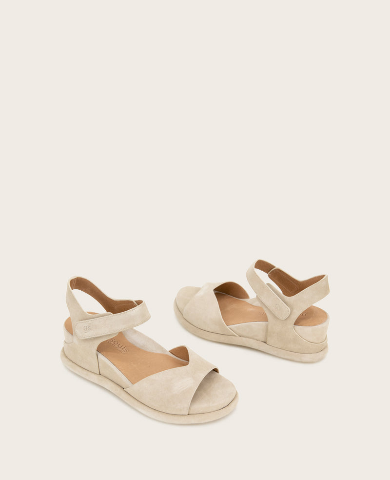 GENTLE SOULS - Jalleen Suede Ankle Strap Wedge Taupe Suede