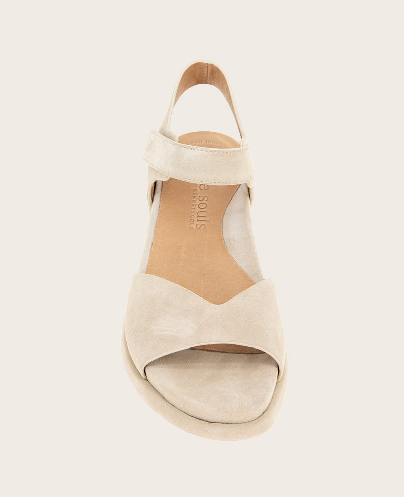 GENTLE SOULS - Jalleen Suede Ankle Strap Wedge Taupe Suede