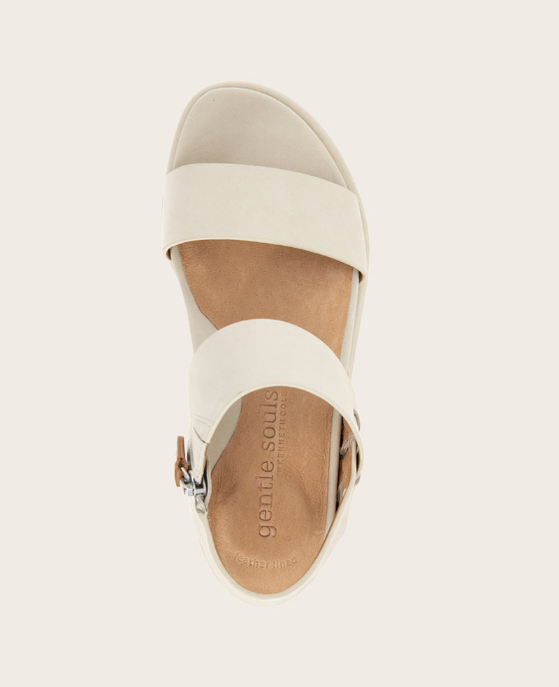 GENTLE SOULS - Jolisa Leather Woven Detail Wedge Stone Leather