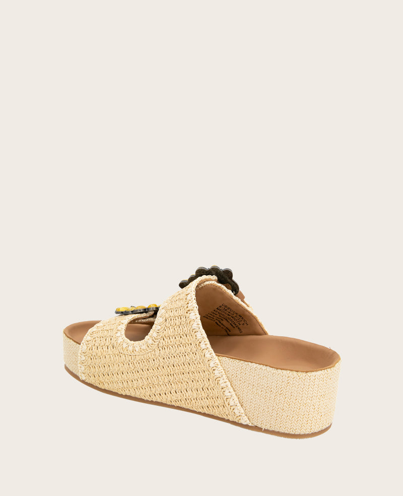 GENTLE SOULS - Kendall Raffia Wrap Buckle Wedge Natural Raffia