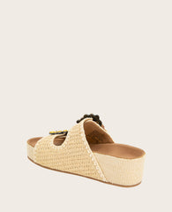 GENTLE SOULS - Kendall Raffia Wrap Buckle Wedge Natural Raffia