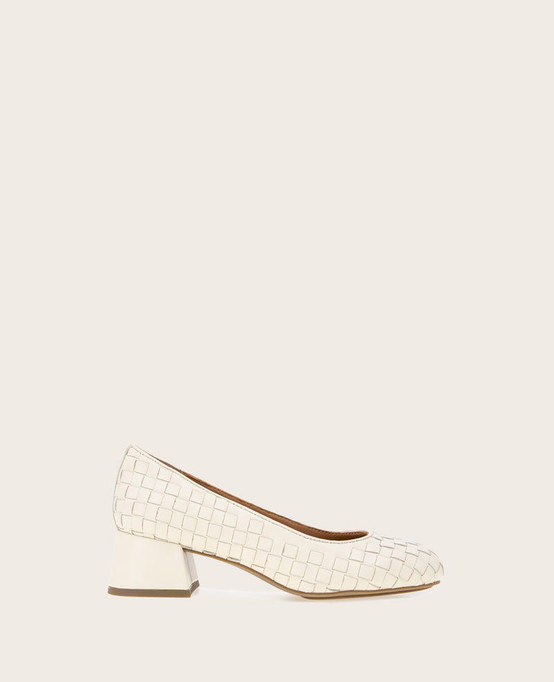 GENTLE SOULS - Lancine Leather Woven Heel Stone Leather