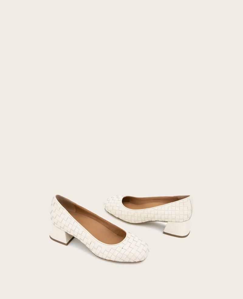GENTLE SOULS - Lancine Leather Woven Heel Stone Leather