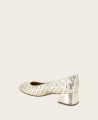 GENTLE SOULS - Lancine Metallic Woven Heel Soft Gold Leather