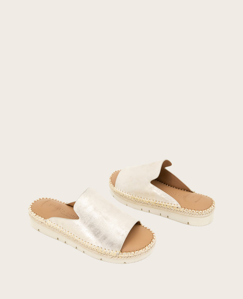 GENTLE SOULS - Leilani Metallic Platform Slip On Sandal Gold Leather