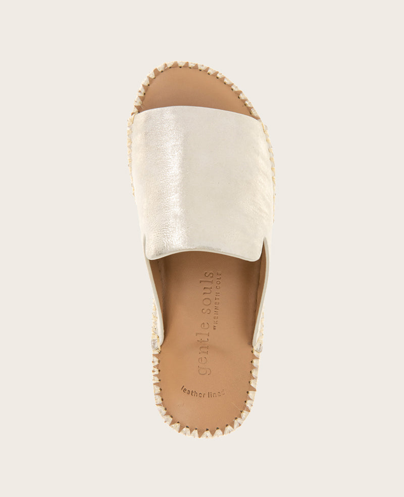 GENTLE SOULS - Leilani Metallic Platform Slip On Sandal Gold Leather