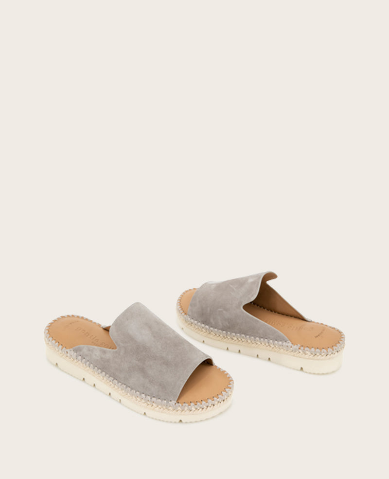 GENTLE SOULS - Leilani Suede Platform Slip On Sandal Dark Taupe Suede