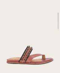 GENTLE SOULS - Lentini Leather Beaded Sandal Mahogany Leather