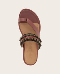 GENTLE SOULS - Lentini Leather Beaded Sandal Mahogany Leather