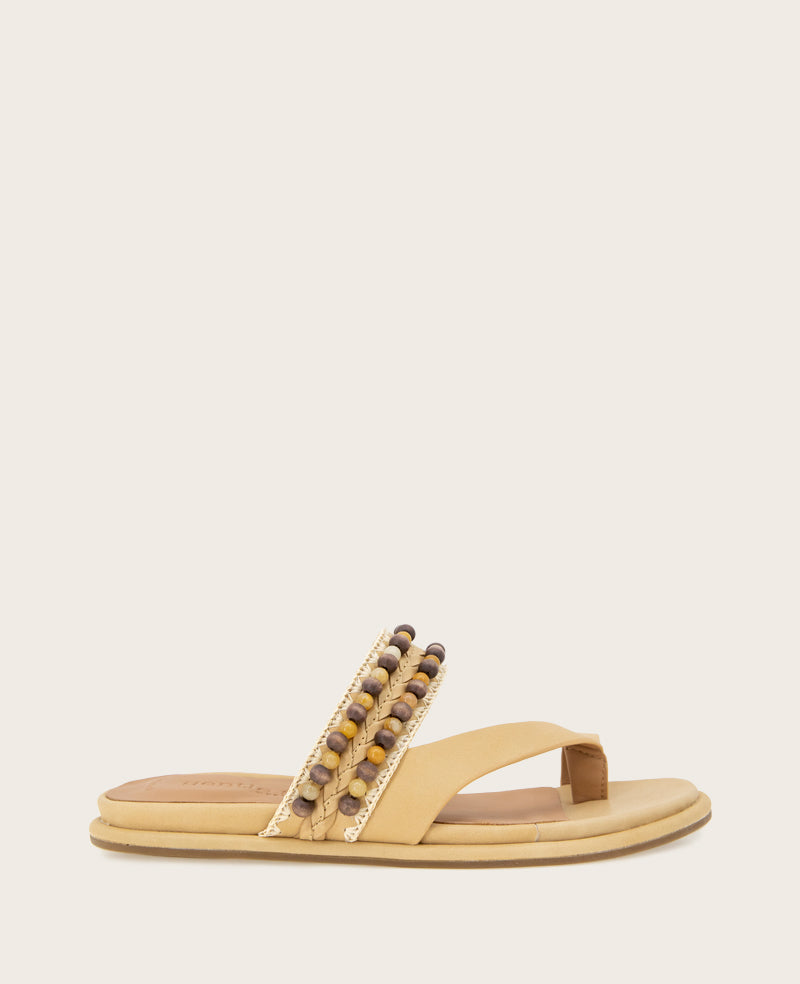 GENTLE SOULS - Lentini Leather Beaded Sandal Tan Leather