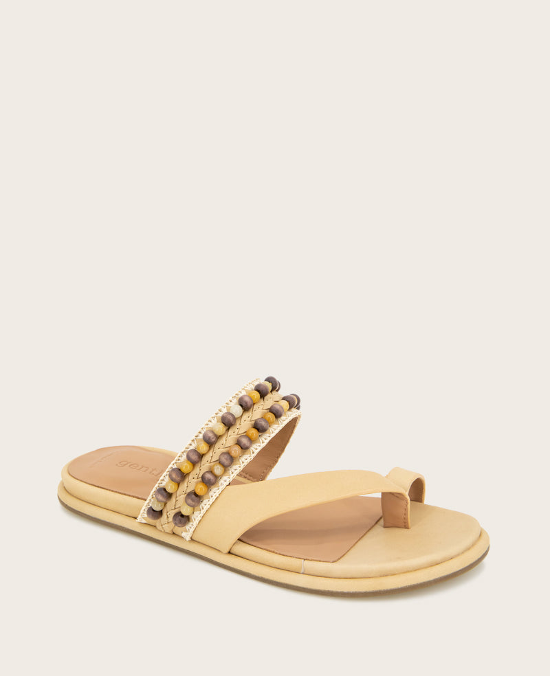 GENTLE SOULS - Lentini Leather Beaded Sandal Tan Leather